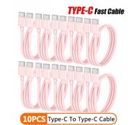 Type C à Type C PD câble de charge rapide pour téléphone 15 16 Huawei Xiaomi Samsung Type C câble de tissage accessoires ligne de données Pink 10PCS 1m
