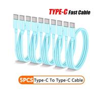 Type C à Type C PD câble de charge rapide pour téléphone 15 16 Huawei Xiaomi Samsung Type C câble de tissage accessoires ligne de données Blue 5PCS 1m