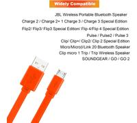 Type-C Câble de charge compatible avec JBL Charge 4, Flip 5, Pulse 4, JR POP, Endurance Peak, JBLCHARGE4BLKAM pour casque Bluetooth sans fil (1 m/orange)