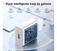 Type-C Chargeur Rapide Pour Samsung Galaxy A14, A13, A15, A12, 4g/5g, S10, S9, S8, A04s, A05s, A33, A23, A32, A21s, A53, S24, S23, S22, S21, S20. Compatible Xiaomi Note9, Avec Blanc 2-Pack