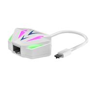 Type C Ethernet Adapter 100 mbps, Fast Ethernet Adapter, Plug and Play Network Adapter, USB C Ethernet Adapters with RGB Lights 17 cm for Working, Entertainment, White, Black Color
