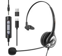Type-C Headset 601N,One Ear With Microphone Noise Reduction,3.5mm/Type-C/USB Call Center For Team Meeting Laptop Tablet Smartphone