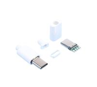 Type-c Mirco USB 3.1 connecteur Jack connecteur Queue mâle Prise bornes électriques 4 Broches Tipo C OTG Adaptateur De Carga Ensemble électrique(White)