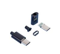Type-c Mirco USB 3.1 connecteur Jack connecteur Queue mâle Prise bornes électriques 4 Broches Tipo C OTG Adaptateur De Carga Ensemble électrique(Black)