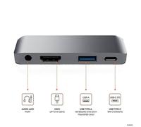 Type-C to USB adapter, HDMI compatible for tablets, USB PD fast charging, 3.5mm audio jack, Huitenni accessory for iPad Pro 2018.