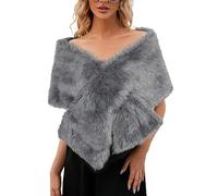 Type Chapelet hiver fausse connaissance superficielle écharpe Wrap col haussement d'épaules pour dame Poncho dîner de mariage pour les femmes et les filles Terre Neuve (Bronze, One Size)