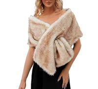 Type Chapelet hiver fausse connaissance superficielle écharpe Wrap col haussement d'épaules pour dame Poncho dîner de mariage pour les femmes et les filles Terre Neuve (Khaki, One Size)