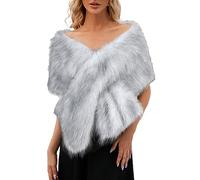 Type Chapelet hiver fausse connaissance superficielle écharpe Wrap col haussement d'épaules pour dame Poncho dîner de mariage pour les femmes et les filles Terre Neuve (Dark Gray, One Size)
