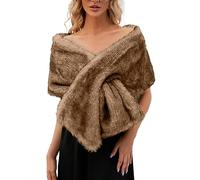 Type Chapelet hiver fausse connaissance superficielle écharpe Wrap col haussement d'épaules pour dame Poncho dîner de mariage pour les femmes et les filles Terre Neuve (Rose Gold, One Size)