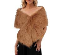 Type Chapelet hiver fausse connaissance superficielle écharpe Wrap col haussement d'épaules pour dame Poncho dîner de mariage pour les femmes et les filles Terre Neuve (Gold, One Size)