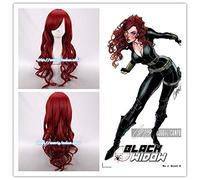 Type de dessin animé original les Advengers veuve noire Cosplay perruque de cheveux 65 cm Natasha Romanoff Cosplay perruque de cheveux ondulés rouge foncé Halloween