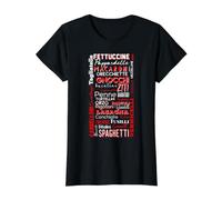 Type de pâtes Italiennes Typographie Spaghetti Lasagne Italie Design T-Shirt Graphique avec Valeur, Femme, Noir, S