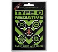 Type O Negative - Kit de badges "Slow Deep & Hard" Pack de 5 - Plastique, Métal RO2704 (Taille unique) (Noir/Vert)