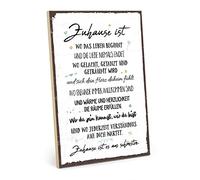 Type Plastique Panneau en Bois avec Inscription en Allemand Zuhause ist ES AM schönsten - Style Vintage avec Citation comme Cadeau et Décoration sur Le Thème Famille et Heimat, Marron, 19,5 x 28,2 cm