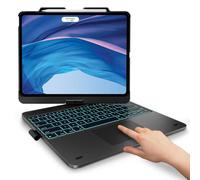 typecase Clavier pour iPad Air 33 cm Trackpad Noir | Étui de clavier rotatif à 360° avec touches rétroéclairées de 11 couleurs et porte-crayon pour le travail, l'école