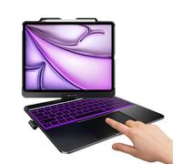 typecase Étui clavier pour iPad Air 13 pouces : pavé tactile multi-touch - Rotation à 360° - Rétroéclairé 11 couleurs - Coque sans fil avec porte-crayon pour iPad Air 13 (M3, 205/M2, 2024) - Noir