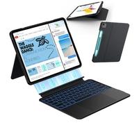 typecase Étui pour iPad Air13 (M4/M3/M2) avec clavier, support multi-angles | Clavier magnétique amovible, support portrait / paysage, pavé tactile, touches rétroéclairées, QWERTZ, noir