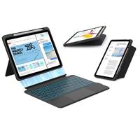 typecase Folio Duo Étui avec clavier pour iPad 11e et 10e génération (11" 2025 A16 et 11" 2022) - Clavier magnétique amovible, modes portrait paysage, rétroéclairage 7 couleurs, pavé tactile