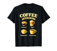 Types de café Guide Espresso Latte Cappuccino Americano T-Shirt