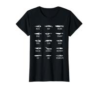 Types de Couteaux Graphique Formes de Lame Collector Référence Art T-Shirt Graphique avec Valeur, Femme, Noir, XL