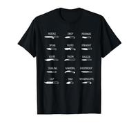 Types de Couteaux Graphique Formes de Lame Collector Référence Art T-Shirt Graphique avec Valeur, Homme, Noir, XL
