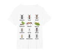 Types de Fourmis, Tableau des espèces de Fourmis, Science des Insectes, entomologie T-Shirt, Femme Grandes Tailles, Blanc, 1X