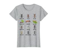 Types de Fourmis, Tableau des espèces de Fourmis, Science des Insectes, entomologie T-Shirt, Femme, Gris Chiné, L