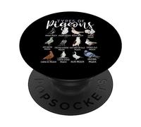 Types de Pigeons Chemise pour Amoureux des Oiseaux homing Pigeon Racing PopSockets PopGrip Adhésif