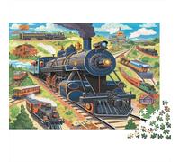 Types de Trains Puzzle 1000 Pièces en Carton Épais Et Robuste, Puzzles De Casse-tête Le Train rétrodéfi De Jeu Éducatif pour Un Moment De Complicité, Cadeau d'anniversaire Parfait 70x50cm/1000p