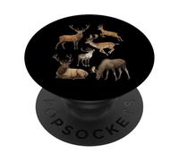 Types d'espèces de Cerfs Sciences de la Faune Garçons Filles Enfants PopSockets PopGrip Adhésif