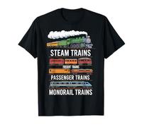 Types of Trains Steam Freight Passenger Monorail Men Kids T-Shirt