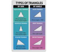 Types of Triangles Poster Math Geometry Classroom Wall-Art Decor