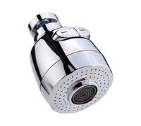 TYPHEERX Robinets de douche pivotant à 360 degrés, économie d'eau, filtre de cuisine, mode deux étapes, bouton pression anti-éclaboussures, lavabo, salle de bain, ABS + cuivre, argenté, Polie