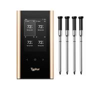 Typhur Sync Gold Thermomètre Cuisine Sans Fil, 4 Sondes, WiFi & Sub-1GHz, 6 Capteurs, Précision ±0,3℃, Application & Base Intelligente, IPX8, Sonde Barbecue pour Four Fumoir Gril Friteuse à Air
