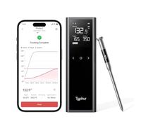Typhur Thermomètre à viande sans fil Sync One : base intelligente avec écran LCD, WiFi illimité et Bluetooth portée 5.3, étanchéité IPX8, précision certifiée NIST, barbecue, grill, fumoir, four