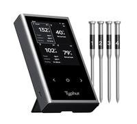 Typhur Thermomètre à viande sans fil Sync Quad | 4 sondes | 6 capteurs | Écran LCD | WiFi et Bluetooth 5.3 | Stabilité et portée améliorées | Étanchéité IPX8 | Pour barbecue, grill, fumoir, four