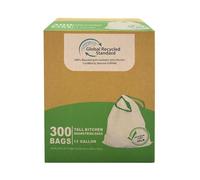 TYPLASTICS 300 Count 13 Gallon Tall Kitchen Drawstring Trash Bags, GRS Compliant, Eco-Friendly Recycled Material