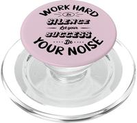 Typographie Circulaire avec Citation inspirante Work Hard in Silence PopSockets PopGrip pour MagSafe
