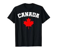 Typographie collégiale arquée du Canada et Feuille d'érable Rouge T-Shirt Graphique avec Valeur, Homme, Noir, XL