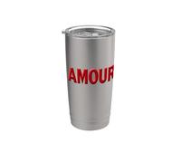Typographie d'amour romantique française « Amour » Gobelet isotherme en acier inoxydable double paroi