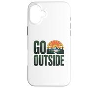 Typographie de Paysage Go Outside Mountain Sunrise Coque pour iPhone 16 Plus