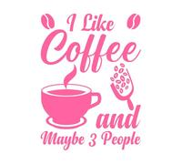 typographie du café j'aime le café et peut-être 3 personnes Stickers muraux en PVC 38x51.6cm Personnalisation Rose