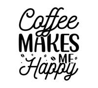 typographie du café me rend heureux Stickers muraux en PVC 41x49.9cm Stickers pour vitres Noir