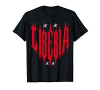 Typographie Gothique du Liberia avec Drapeau du Libéria étoile T-Shirt Graphique avec Valeur