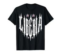 Typographie Gothique du Liberia avec Drapeau du Libéria étoile T-Shirt Graphique avec Valeur