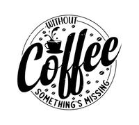 typographie imprimée de café découpée sans café, il manque quelque chose Stickers muraux en PVC 54.6x59.8cm Étanche Noir