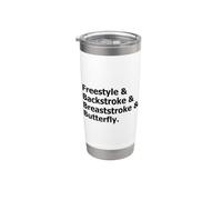 Typographie quatre coups de natation pour les nageurs Gobelet isotherme en acier inoxydable double paroi