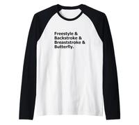 Typographie Quatre Coups de Natation pour Les nageurs Manche Raglan