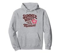 Typographie Summer Waves Retro Summer Vibes Design Sweat à Capuche, Unisexe pour Adultes, Gris Chiné, XXL