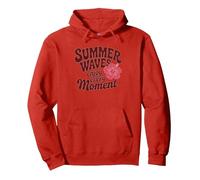 Typographie Summer Waves Retro Summer Vibes Design Sweat à Capuche, Unisexe pour Adultes, Rouge, S